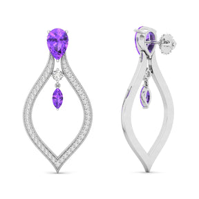Maurya London Blue Topaz Essence of Life Push Back Earrings with Diamonds