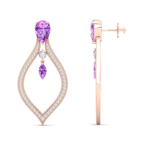 Maurya London Blue Topaz Essence of Life Push Back Earrings with Diamonds