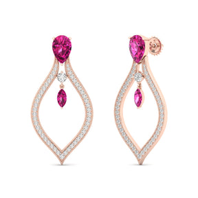 Maurya London Blue Topaz Essence of Life Push Back Earrings with Diamonds