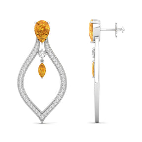 Maurya London Blue Topaz Essence of Life Push Back Earrings with Diamonds