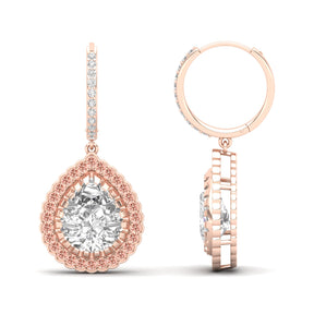 Maurya Sun Drop White Topaz Latch Back Earrings with Emerald Halo