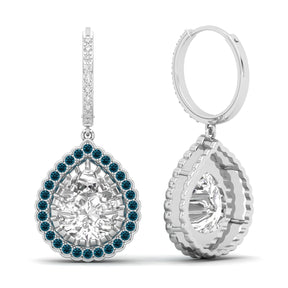 Maurya Sun Drop White Topaz Latch Back Earrings with Emerald Halo