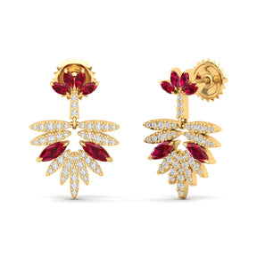 Maurya Autumn Amethyst Dangle Earrings with Diamonds