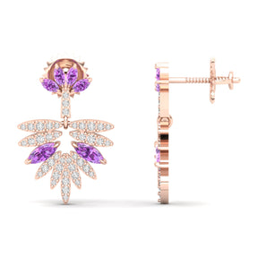 Maurya Autumn Amethyst Dangle Earrings with Diamonds