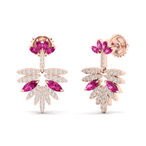 Maurya Autumn Amethyst Dangle Earrings with Diamonds