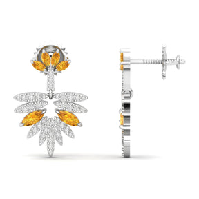 Maurya Autumn Amethyst Dangle Earrings with Diamonds