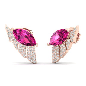 Maurya Amethyst Wings Push Back Earrings with Diamonds