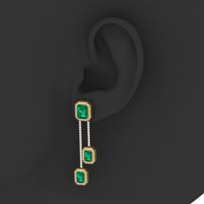 Maurya Dives Emerald Dangle Earrings with Diamonds