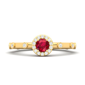 Maurya Mountain Emerald Engagement Ring with Diamond Halo