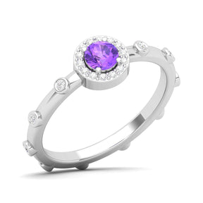 Maurya Mountain Emerald Engagement Ring with Diamond Halo