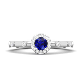 Maurya Mountain Emerald Engagement Ring with Diamond Halo