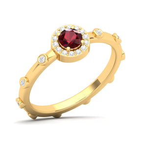Maurya Mountain Emerald Engagement Ring with Diamond Halo