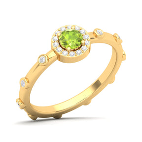 Maurya Mountain Emerald Engagement Ring with Diamond Halo