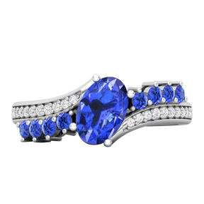 Maurya Solitaire Oval Blue Sapphire Color Splash Engagement Ring