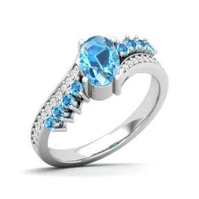 Maurya Solitaire Oval Blue Sapphire Color Splash Engagement Ring