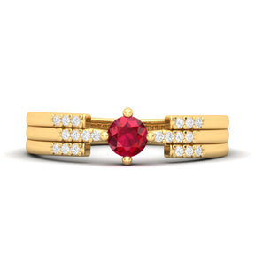 Maurya Center of Gravity Solitaire Ruby Promise Ring with Diamond Accents