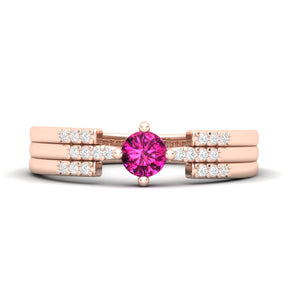Maurya Center of Gravity Solitaire Ruby Promise Ring with Diamond Accents