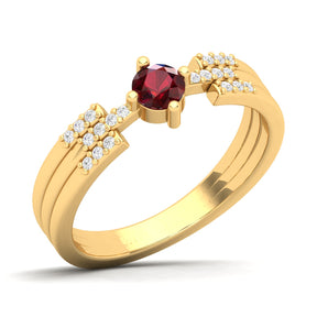Maurya Center of Gravity Solitaire Ruby Promise Ring with Diamond Accents