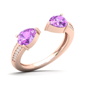 Maurya Peacock Peridot and Tanzanite Open Ring with Accent Diamonds