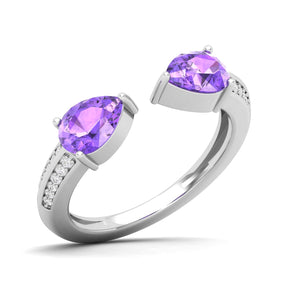 Maurya Peacock Peridot and Tanzanite Open Ring with Accent Diamonds