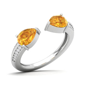 Maurya Peacock Peridot and Tanzanite Open Ring with Accent Diamonds