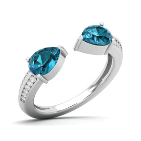 Maurya Peacock Peridot and Tanzanite Open Ring with Accent Diamonds
