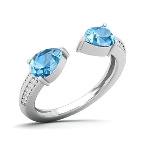 Maurya Peacock Peridot and Tanzanite Open Ring with Accent Diamonds