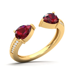 Maurya Peacock Peridot and Tanzanite Open Ring with Accent Diamonds