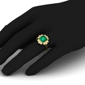 Maurya Asscher Cut Garnet Solitaire Firecracker Engagement Ring with Diamonds