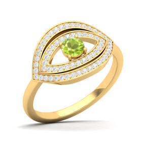 Maurya Solitaire Pink Amethyst Evil Eye Promise Ring with Pave-Set Diamonds