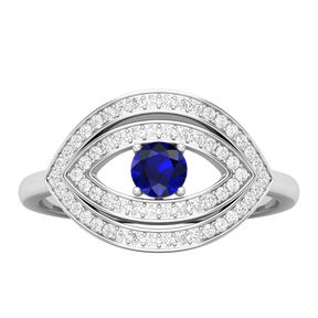 Maurya Solitaire Pink Amethyst Evil Eye Promise Ring with Pave-Set Diamonds