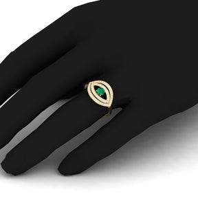 Maurya Solitaire Pink Amethyst Evil Eye Promise Ring with Pave-Set Diamonds