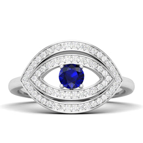 Maurya Solitaire Pink Amethyst Evil Eye Promise Ring with Pave-Set Diamonds