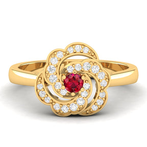 Maurya Ruby Rose Promise Ring with Accent Diamonds