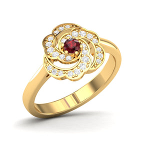 Maurya Ruby Rose Promise Ring with Accent Diamonds