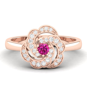 Maurya Ruby Rose Promise Ring with Accent Diamonds