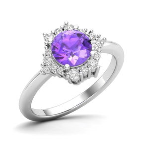 Maurya Prong-Set Solitaire Pink Amethyst Pink Sky Engagement Ring