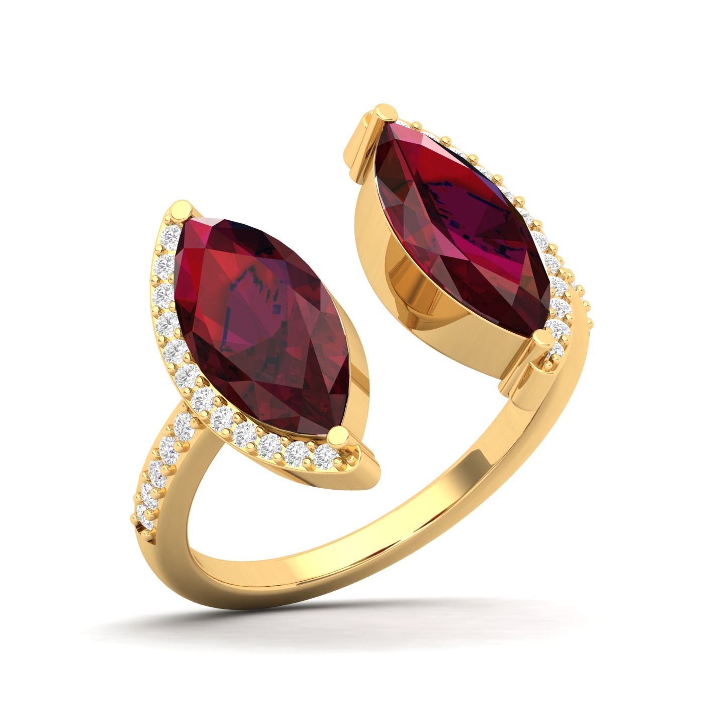 Maurya Nature Eyes Peridot Two Stone Engagement Ring with Accent Diamond
