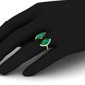 Maurya Nature Eyes Peridot Two Stone Engagement Ring with Accent Diamond