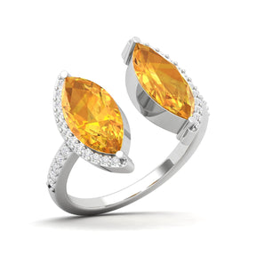 Maurya Nature Eyes Peridot Two Stone Engagement Ring with Accent Diamond