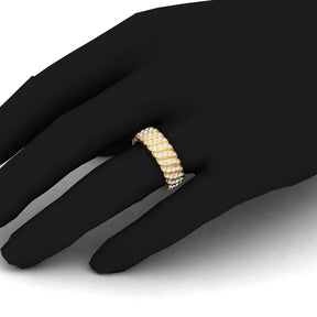 Maurya Perpetual Flow Stackable Band with Pave-Set Diamonds