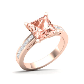 Maurya Prong Set Morganite and Channel-Set Diamond Simplicity Engagement Ring
