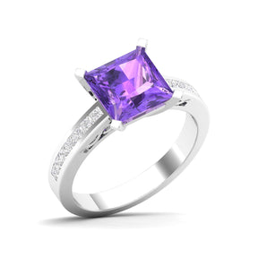 Maurya Prong Set Morganite and Channel-Set Diamond Simplicity Engagement Ring