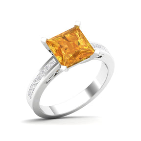 Maurya Prong Set Morganite and Channel-Set Diamond Simplicity Engagement Ring