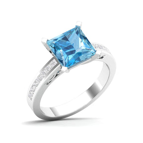 Maurya Prong Set Morganite and Channel-Set Diamond Simplicity Engagement Ring
