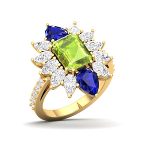 Maurya Solitaire Pink Amethyst Big Pollen Engagement Ring with Sapphire Halo