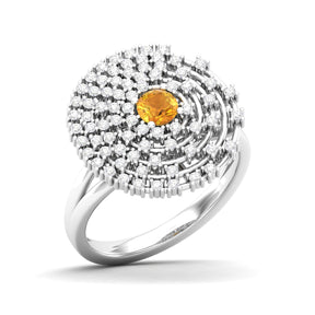 Maurya Prong Set Diamond and Emerald Inner Circle Cocktail Ring