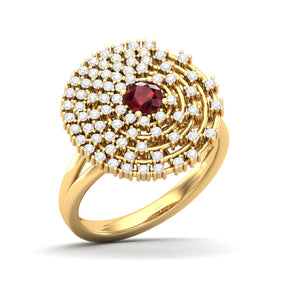 Maurya Prong Set Diamond and Emerald Inner Circle Cocktail Ring