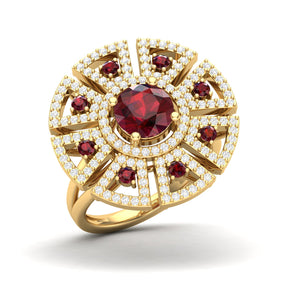 Maurya King’s Court Citrine Cocktail Ring with Diamonds
