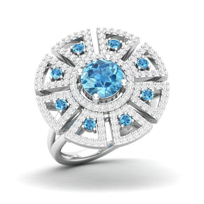 Maurya King’s Court Citrine Cocktail Ring with Diamonds